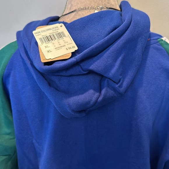 Reebok color block Blue and Green Hoodie NWT XL - Picture 5 of 10